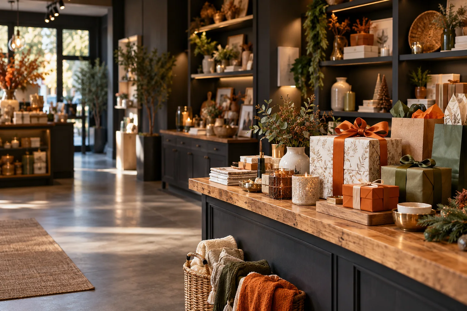 Illustrative curated gift-shop display