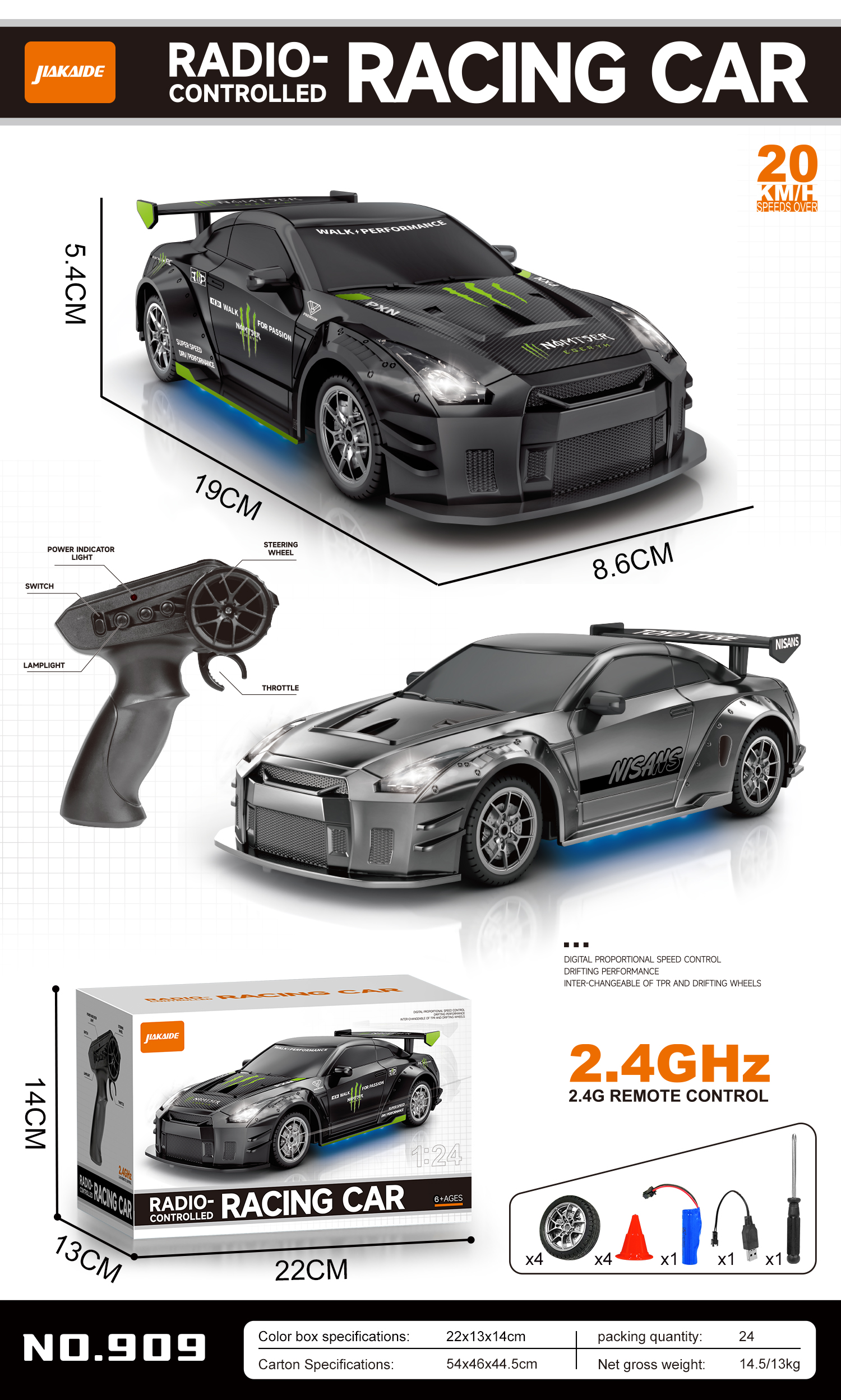 Model 909 RC wide-body drift car